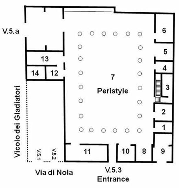 V.5.3 Pompeii. Casa dei Gladiatori or House of the Gladiators
Room Plan